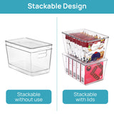 Vtopmart 6 Pack Clear Stackable Storage Bins with Lids, Large Plastic Containers with Handle for Pantry Organizer and Storage,Perfect for Bathroom,Cabinet,Kitchen,Fridge,Closet Organization Vtopmart