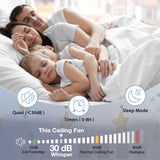 52in Smart Low Profile Ceiling Fans with Lights Remote,Quiet DC Motor,Outdoor Indoor Flush Mount Ceiling Fan,Control with WIFI Alexa App,Dimmable,6-speed,3 White Wood blades,for Modern Bedroom Patio Hoenofly