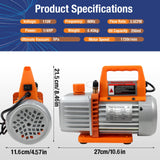 BACOENG 3.5CFM Vacuum Pump, 110V 1/3HP Single Stage Rotary Vane HVAC Vacuum Pump with Oil, for R12 R22 R134a R410a AUTO AC Refrigerant Recharging, Degassing Resin BACOENG