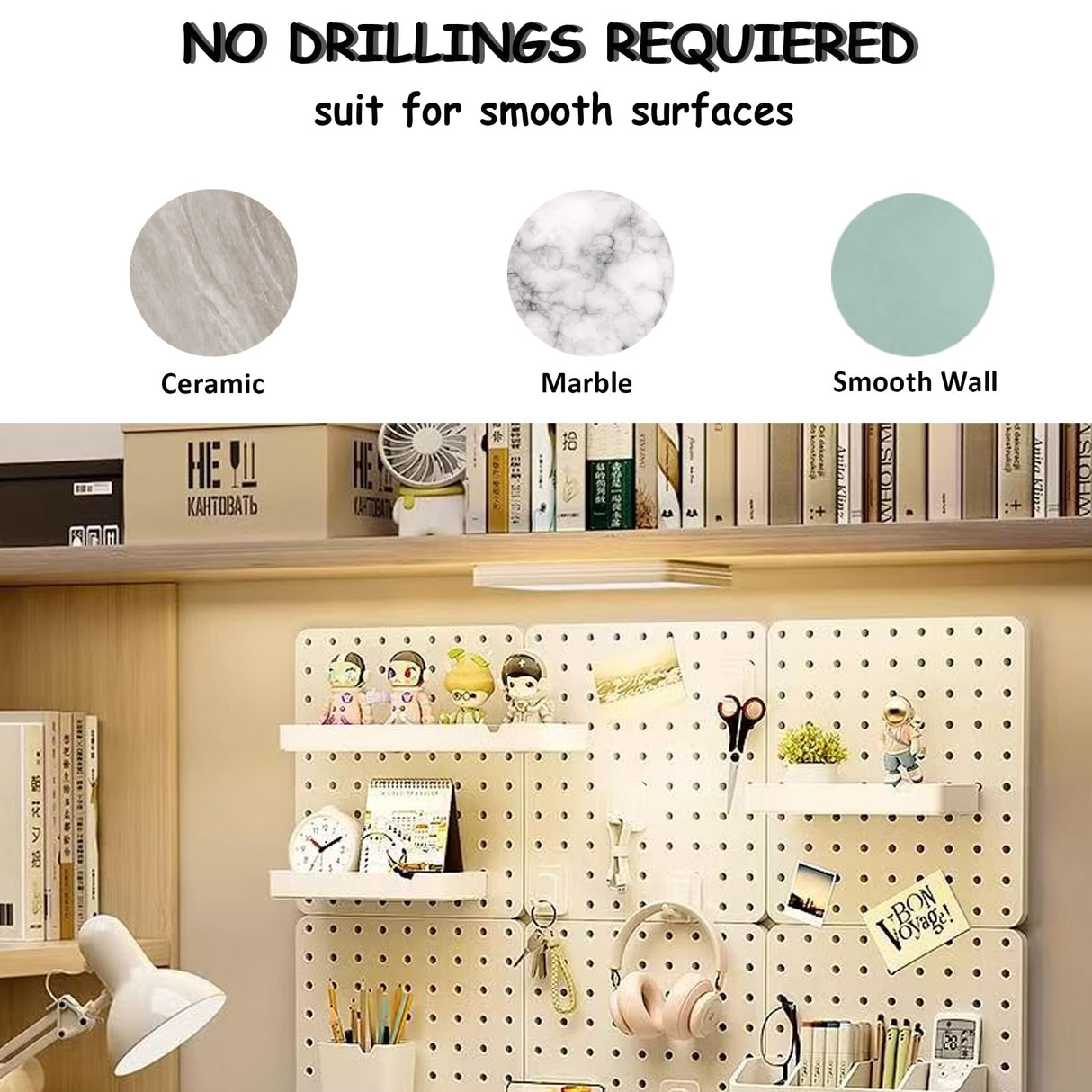 Ever Vibrant Wall Mount Peg Board Organizer 46pcs Kit - 6 Panels & 40 Accessories, Pegboard Wall Organizer with Hooks, Bins, Shelves and Clips, Space Saving Home & Office Storage System 33x22 (6 pcs) Ever Vibrant