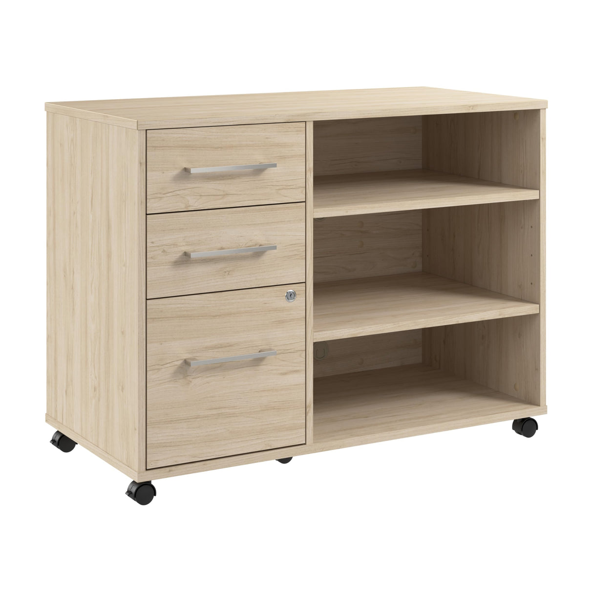 Bush Business Furniture Hustle Office Storage Cabinet with Wheels in Natural Elm, Mobile Organization Unit for Home and Professional Workspace Bush Business Furniture