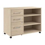 Bush Business Furniture Hustle Office Storage Cabinet with Wheels in Natural Elm, Mobile Organization Unit for Home and Professional Workspace Bush Business Furniture