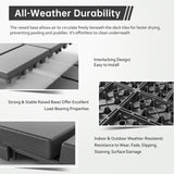Interlocking Deck Tiles, EchoDeck Patio Deck Tiles, 44 Pack Deck Tiles Interlocking Outdoor All Weather, 12"x12", 8 Slat, 44 Sq. Ft, Highly Durable, Stylish, Non-Slip, Faster-Drying, Dark Grey EchoDeck