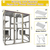 PetsCosset 67.7" Catio Outdoor Cat Enclosures,Large Cat Catio for Indoor, Catio Attach to Cat Window,Wooden Outside Cat Patio with Resting Room,Removable Sun Protection and Waterproof Roof PetsCosset