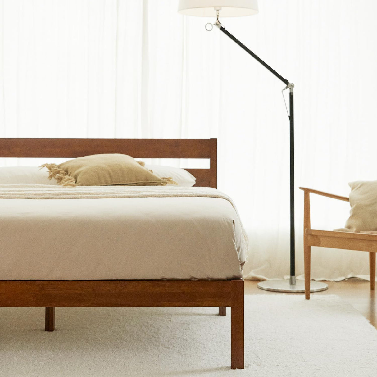 LIFEMENT Classic Wood Platform Bed Frame with Headboard, Essential, Noise Free, Under Bed Storage, No Box Spring Needed, Easy Assembly (Cherry, Twin) LIFEMENT