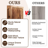 Hiitytin Solid Wood Floating Shelves Bathroom 16 inch Rustic Wall Wood Display Shelves with Grooves Set of 2 Home Decor for Living Room Bedroom Kitchen Farmhouse 16x6.7 inch - Brown Hiitytin