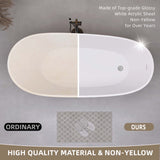 GETPRO Free Standing Tub 59" Acrylic Freestanding Bathtub, Adjustable Soaking Bath Tub Oval Shape with Integrated Slotted Overflow and Chrome Anti-clogging Drain Glossy White GETPRO