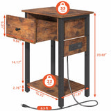 Yoobure Nightstand with Charging Station, Side Table End Table with Large Drawer and Storage Shelf, Bed Side Table/Night Stand with USB Ports & Outlets, Rustic Bedside Tables for Bedroom, Living Room Yoobure