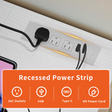 JOISCOPE Computer Desk with USB & Type-C Outlet, Home Office Desk with 2-Tier Storage Shelves, Modern Gaming Desktop Workstation, 60 inches, White JOISCOPE