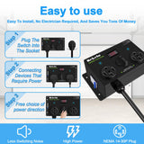 Manual EV Charging Switch for Dryer & EV, NEMA 14-30P to 14-30R & 14-50R, 240V, 25A Power Splitter Switch, with a Safety Breaker Switch, Hand-Operated Selector, Plug and Play Sekelo