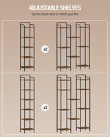 Hzuaneri Bookcase Bookshelf, Narrow Book Shelf, Industrial Corner Shelf Storage Organizer, Slim Shelving Unit for Home Office, Living Room, Bedroom, Kitchen, 5-Tier Rustic Brown and Black BC24501B Hzuaneri