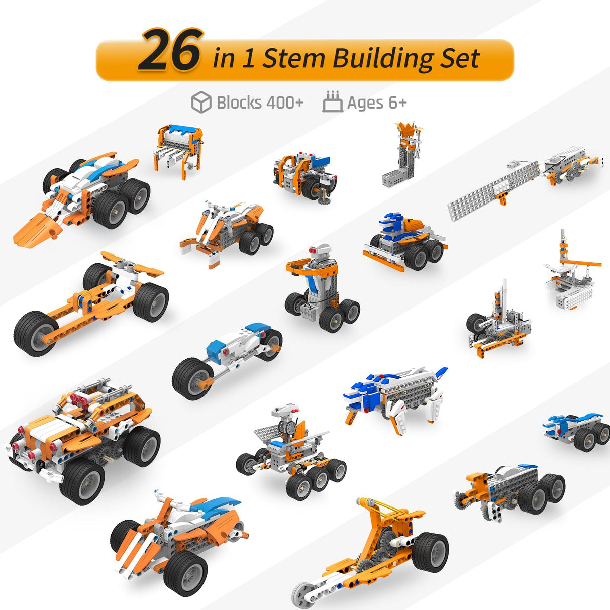 makerzoid STEM Coding Robot Kits for Kids Ages 6+, 26-in-1 Educational Programmable Scratch Coding Robotics Kit, APP RC Robot Jeep Car Birthday Children's Day Gift for Boy Girls(400+ Pcs) makerzoid