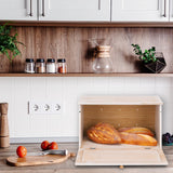 HOMEKOKO Vintage Large Wood Bread Box for Kitchen Counter, Retro Design Single Layer Bamboo Large Capacity Food Storage Bin (White) HOMEKOKO