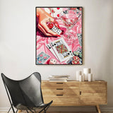 Paint by Numbers Kit for Adults Beginner Cocktail, Poker Adult Paint by Number Kits on Canvas, Pink DIY Acrylic Oil Painting by Numbers for Adults, Perfect for Home Wall Decor 16X20 Inch Okarina