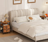 Furologee Nightstand with 2 Fabric Drawers, Bedside Table, End Table with Open Wood Shelf, Side Sofa Table with 2 Hooks for Bedroom/Living Room/Study/Halway/Rustic Brown Furologee