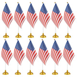 12-Pack Mini American Flags with Stand Base for Desk, Veterans, 4th of July, Memorial Day Small Miniature USA Desktop Centerpiece for Patriotic Home Office Table Party Decorations Juvale
