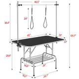 Yaheetech 45-inch Large Heavy Duty Pet Dog Grooming Table W/Adjustable Overhead Arm, Clamps, Two Grooming Noose, Tray Yaheetech