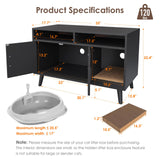 YDTOP Cat Litter Box Enclosure, Hidden Litter Box Furniture with Cat Scratch Pad, Wooden Pet House Side End Table, Storage Cabinet Bench for Living Room, Bedroom, Washroom - Black YDTOP