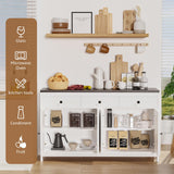 Redlife Farmhouse Sideboard Buffet Cabinet with Storage, Wood Coffee Bar Cabinet, 55" Sideboard with 3 Drawers, Farmhouse Buffet Cabinet for Dinning Room, Kitchen, Living Room, White Redlifeᅟᅠ