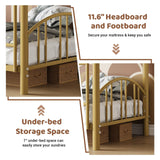 Garvee Bunk Bed Twin Over Twin with Ladder and Arched Guardrail, Heavy Duty Bunkbeds Frame with Sturdy Steel Slats Support for Kids Boys Girls, Space-Saving, No Box Spring Needed, Gold Garvee