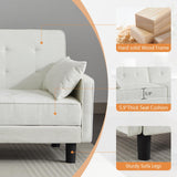 Oprisen Convertible Futon Sofa Bed, Modern Chenille Upholstered Tufted Couch Sleeper with Adjustable Backrest for Living Room, Bedroom, Office, Apartment (White, Loveseat) Oprisen