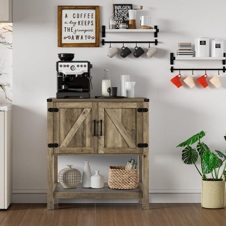 Mufico Grey Console Table with 2 Storage Cabinets – Multifunctional Entryway, Sofa, and Coffee Bar Station Cabinet Mufico