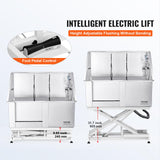 VEVOR 50" Pet Dog Bathing Station Electric Height Adjustment, Professional Stainless Steel Dog Grooming Tub w/Soap Box, Faucet,Rich Accessory,Bathtub for Multiple Pets, Washing Sink for Home(Left) VEVOR