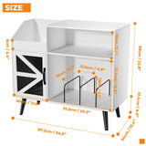 Large White Record Player Stand with Magnetic Door,350 Vinyl Record Storage Cabinet, Record Player Table with Power Outlet & LED Light,Turntable Stand with Wood Legs for Living Room,Bedroom,Office Bonvork