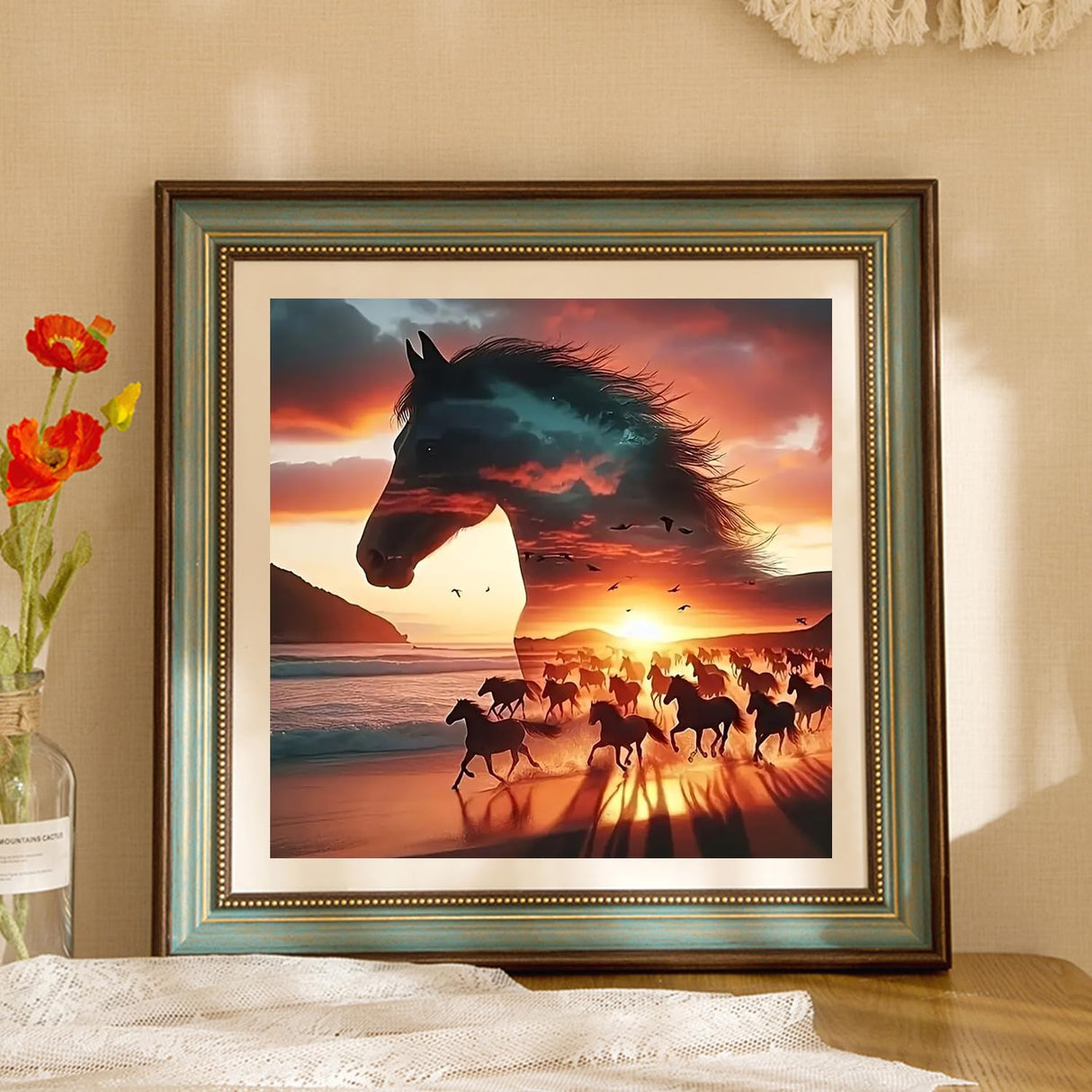 Horse Diamond Painting Kits for Adults, Diamond Art Kits for Adults, DIY 5D Diamond Painting Kits for Beginners Home Wall Decor 14x14inch Mandun