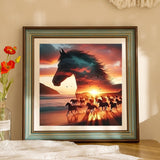 Horse Diamond Painting Kits for Adults, Diamond Art Kits for Adults, DIY 5D Diamond Painting Kits for Beginners Home Wall Decor 14x14inch Mandun