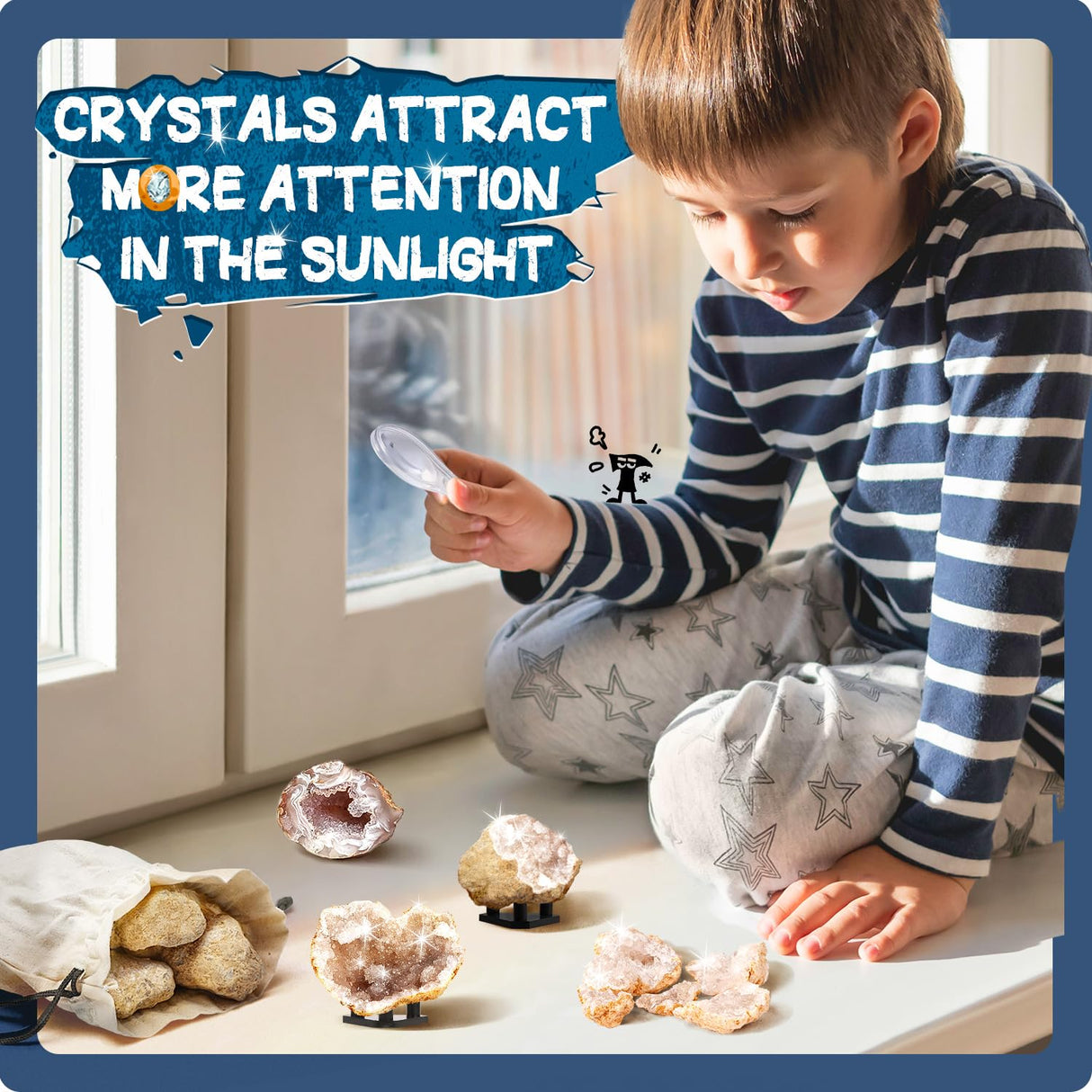 EDUMAN Geodes with Crystals Break Open 10 Premium Geode Kit - Geology Geodes Crystal Science Kit - STEM Educational Toys Birthday Gifts for Boys and Girls (Potential for Coloured Geodes Crystals) EDUMAN