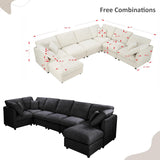 117" Modular Sectional Sofa,U-Shaped Chenille Sofa Couch with Movable Ottoman,Modern 7 Seat Cloud Sectional Couches for Living Room Office Home (Black, 117" U-7 Seater) Anwick