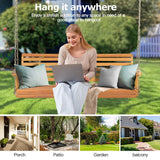 Panana Acacia Wood 2-Seater Porch Swing Outdoor Wooden Swing Bench with Hanging Chains for Garden Backyard Patio Panana