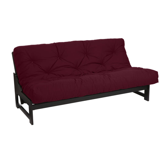 Mozaic Full Size 10-inch Cotton Twill Futon Mattress, Burgundy