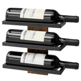 Hoctieon 3-Tier Wall Mount Wine Rack, Wall Mounted Wine Bottle Racks for Display and Storage, Hanging Bottle Holder, for Living Room, Dining Room, Bar, Wine Cellar, Rustic Brown Hoctieon
