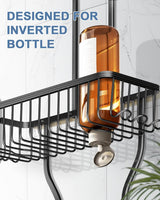 MSAICOE Shower Caddy Hanging - Never Rust Shower Hanging Organizer - Aluminum Over the ShowerHead Caddy with Soap Basket and 6 Hooks for Razor/Sponge (Black) MSAICOE