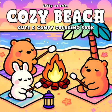 Cozy Beach: Coloring Book for Adults and Teens Featuring Cute Beach Designs For Relaxation (Comfy Cozy Coloring Books) WoodArtSupply