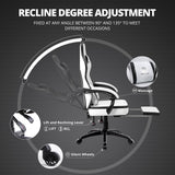 Dowinx Gaming Chair Breathable PU Leather Gamer Chair with Pocket Spring Cushion, Ergonomic Computer Chair with Massage Lumbar Support,Adjustable Swivel Task Chair with Footrest(Black&White) Dowinx