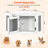 MAHANCRIS Corner Dog Crate Furniture, Wooden Dog Kennel End Table, Decorative Pet Crate Indoor Use, Furniture Style Dog House for Small Medium Dog, Dog Cage TV Stand, White and Black DCWT0801 MAHANCRIS
