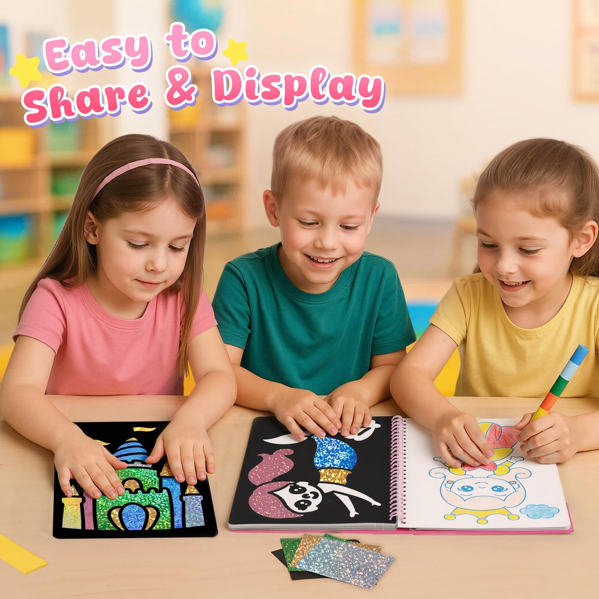 3 otters Foil Art Fun, Princess Arts and Crafts for Kids DIY Creative Travel Toy Birthday Gifts for Girls 4 5 6 7 8 3 otters