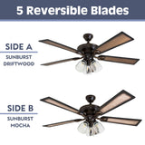 Prominence Home Glenmont, 52 Inch Farmhouse LED Ceiling Fan with Light, Pull Chain, Three Mounting Options, Dual Finish Blades, Reversible Motor - 40278-01 (Oil-Rubbed Bronze) Prominence Home