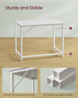 VASAGLE Computer Desk, Gaming Desk, Home Office Desk, for Small Spaces, 19.7 x 39.4 x 29.5 Inches, Modern Style, Metal Frame, Maple White ULWD041W44 VASAGLE