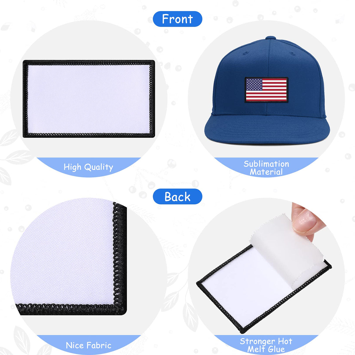 50 Pieces Sublimation Patch Fabric Iron-on Blank Patches Fabric Repair Sublimation Blank Patch Heat Transfer Blank Patch for Hats Clothes Uniforms Jeans Backpacks Dog Vest (Black, Classic Series) Waydress