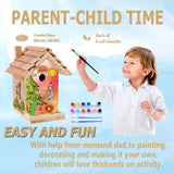 Wooden Birdhouse Kit for Adults to Build, DIY Bird House Craft Kits to Paint, Adult Woodworking Building Kits Birdhouse for Outside, Garden, Yard (Wood, 8.5in) Rioychan