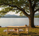 Kdgarden Outdoor Wooden Curved Backless Porch Bench Rustic Style Cedar/Fir Wood Log Fire Pit Bench for Patio Garden Deck and Backyard, 40"-55" W×14" D×16.5" H, Natural Finish Kdgarden