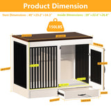 yookare White Heavy Duty Furniture Dog Crate, Wood and Metal Kennel Cage, Pet House End Table with Drawer and Pull-Out Design, Dog Home for Indoor use, Large Size yookare