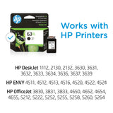 HP 63XL Black High-yield Ink Cartridge | Works with HP DeskJet 1112, 2130, 3630 Series; HP ENVY 4510, 4520 Series; HP OfficeJet 3830, 4650, 5200 Series | Eligible for Instant Ink | F6U64AN HP