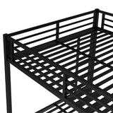 Bellemave Queen Over Queen Bunk Bed with Trundle, Heavy Duty Metal Twin Trundle Bunk Bed with Full-Length Guardrails & Ladder, Bunk Beds with Trundle for Kids, Teens, Adults, Black Bellemave
