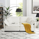 SoarFlash Chenille Sectional Sofa, Comfy Modular Loveseat Sofa, Modern 2-Seat Couch Deep Seat Sofa Set for Living Room,White SoarFlash