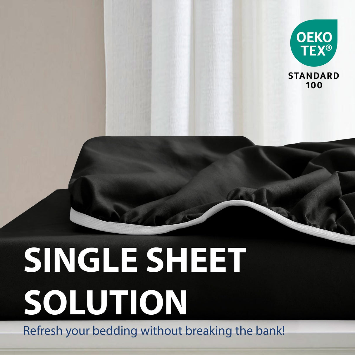 Cathay Home King Fitted Sheet - Double Brushed Ultra Soft – Wrinkle & Fade Resistant - 14" Standard Pocket Fitted Sheet Only - Good Fit for 12"-16" Deep Mattress (King, Black) Cathay Home